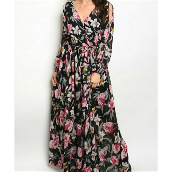 Floral Long Sleeve Maxi Dress - Picture 2 of 8